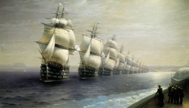 И. АЙВАЗОВСКИЙ. Смотр Черноморского флота в 1849 году.